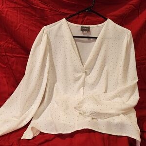Ninety White Blouse with Gold Dots